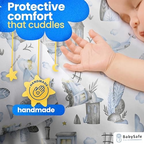 BABYSAFE Baby Cot Bed Duvet Cover Set Girls 120 X 90 with Toddler Pillowcase 40x60 Cm 100% Cotton - Toddler Duvet Cover Set in 100% Oeko-Tex Certified Cotton - Made in Europe thumbnail 5