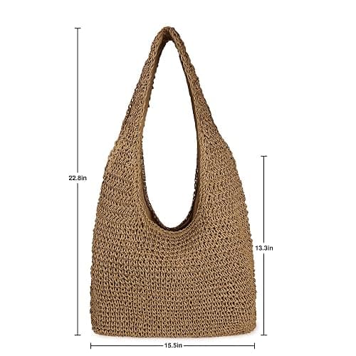 Women Large Straw Beach Bag Handmade Woven Shoulder Bags Hobo Tote Handbag Purse for Summer thumbnail 5
