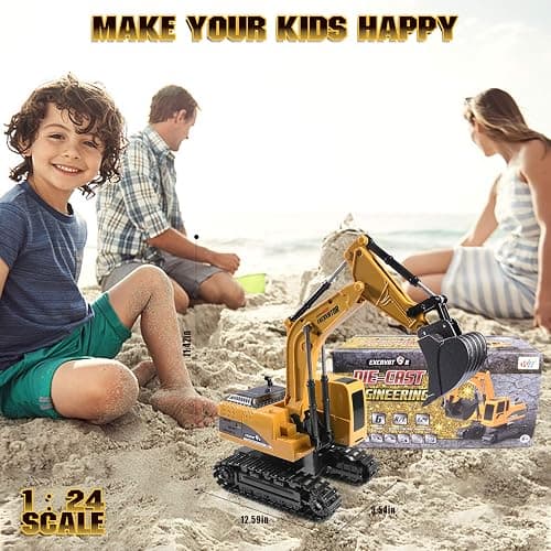 Onadrive Construction Excavator Toy - Kids Toy Engineering Digger Truck, Remote Control Rechargable Hydraulic Car for 3 4 6 7 8 Year Old Boys Girls, Educational Toys for Kids & Children thumbnail 6