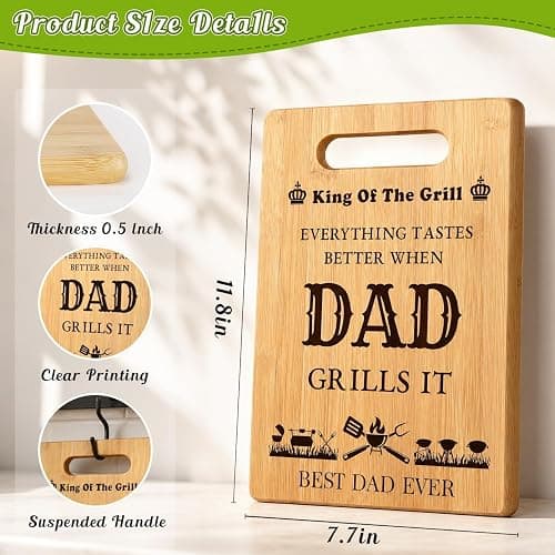Fathers Birthday Day Gift for Dad from Daughter Son, Dad Cutting Board for New Bonus Dad, Stepdad, Daddy, Father, Best Dad Gifts, Unique Grilling Gift for Dad Who Wants Nothing, Birthday Gift for Dad thumbnail 3