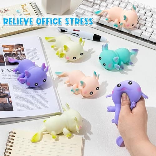 4PCS Axolotl Sensory Fidget Toy Stress Relief Squeeze Axolotl, Cute Axolotl Animal Toys Bulk for Kids Adults Gift Birthday Festival Party Favors (4 Colors) thumbnail 5