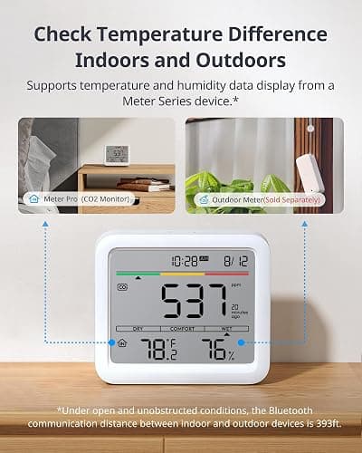 SwitchBot CO2 Detector, Air Quality Monitor Indoor, CO2 Monitor for CO2/TEMP/Humidity, Portable Carbon Dioxide Detector for Home/Car/Office/Greenhouse thumbnail 6