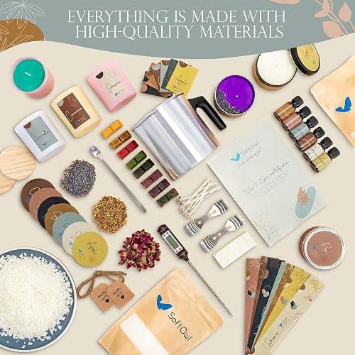 SoftOwl Premium Soy Candle Making Kit - Full Set - Soy Wax, Big 7oz Jars & Tins, 7 Pleasant Scents, Color Dyes & More - Perfect as Home Decorations - DIY Starter Scented Candles Making Kit thumbnail 5