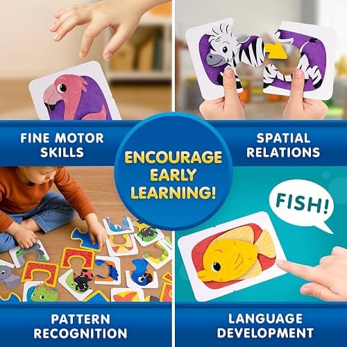 National Geographic Kids Animal Puzzle Games – 50 Matching Puzzle Cards for Toddlers, 4 Educational Toddler Matching Games, Portable Early Learning Game Set with Play & Learn Booklet thumbnail 5