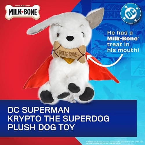 DC Comics Superman Krypto The Superdog Plush Dog Toy – Soft Squeaky Dog Toy with Crinkle Sounds, Cape & Milk-Bone Treat Design, 7.5 Inch thumbnail 2