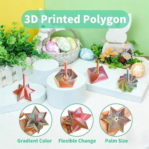 4PCS 3D Printed Fidget Toys for Adults – Multi-Layer Geometric Shapes with Handle, ASMR Clicking Sound, Stress Relief Toy for Anxiety & Focus (Gold, Green, Purple, Rainbow Finish) thumbnail 4