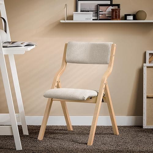 SoBuy Folding Chair Wooden Padded Folding Kitchen Dining Chairs with Backrest & Seat, Compact & Versatile Seating for Office, Dining Room, and Small Spaces Grey FST40-HG thumbnail 2