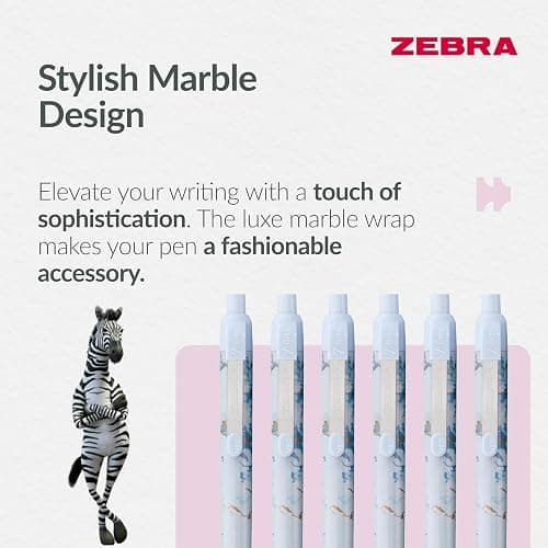 Zebra Pen Z-GRIP Smooth Glam Black Ink Ballpoint Pens 3pk 1.0mm Medium Point Retractable Ink Pens with Clip - Smooth Writing Pens with Low Viscosity Ink, Comfort Grip - 3 Pens Multipack (Blue Marble) thumbnail 6