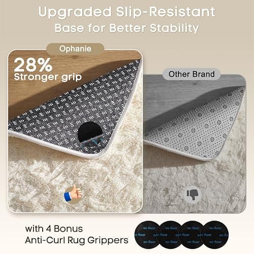 Ophanie Area Rugs for Bedroom, Christmas Upgrade Non-Slip Ivory Fluffy Soft Shag Living Room Carpet, Indoor Floor 4x6 Fuzzy Shaggy Living Room Plush Nursery Rug for Kids Home Dorm Decor Aesthetic thumbnail 4