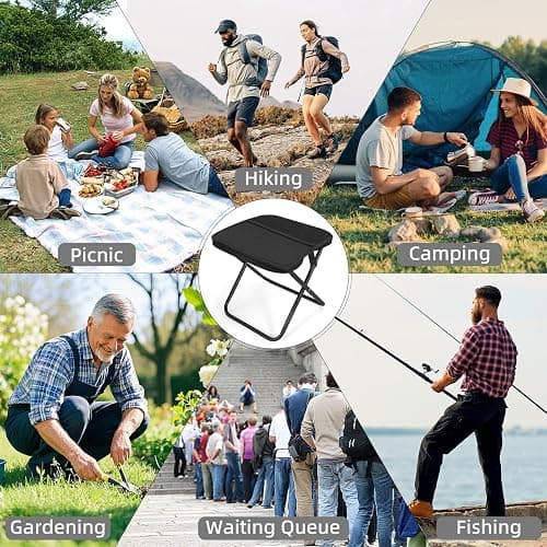 Pocket Chair, Folding Camp Stool for Adults, Portable Lightweight Small Foldable Camping Chair, Mini Seat Travel Fishing Stool Compact Folding Footrest with Carry Pouch&Strap Silla plegable portátil thumbnail 5