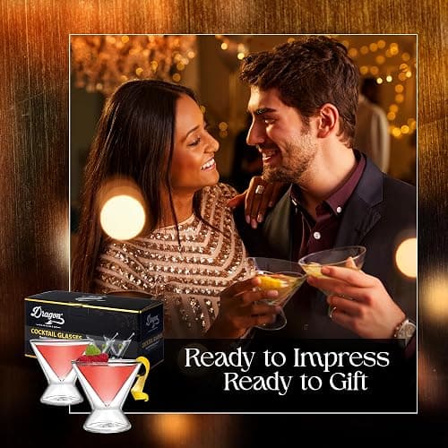 Dragon Glassware Stemless Martini Glasses - 7 oz Clear Set of 2 - Double Wall Insulated Cocktail Glass Set - Unique and Fun Gift for Espresso Martini Lovers thumbnail 6