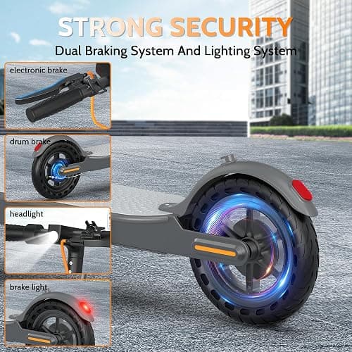 Aovowheel Electric Scooter for Adults, Folding E Scooter with 350W/500W Motor 16/21 Mph Top Speed, Max 19-23 Miles Long Range, 8.5''/10'' Solid Tires Commuting Scooters with Dual Brakes System, APP thumbnail 3