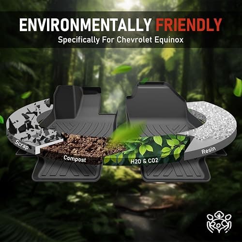 Runine Carbon Fiber Floor Mats for 2018-2024 Chevrolet Equinox/GMC Terrain (Not for EV), All Weather Protection TPE Car Mats Custom Car Liners Accessories, Front & 2nd Row Floor Liners Set thumbnail 5