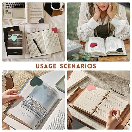 6 Pcs Leather Heart Bookmarks, Bookmarks for Women, Cute Heart Bookmark Corner, Book Marks for Teachers Students School Office Home Supplies thumbnail 7