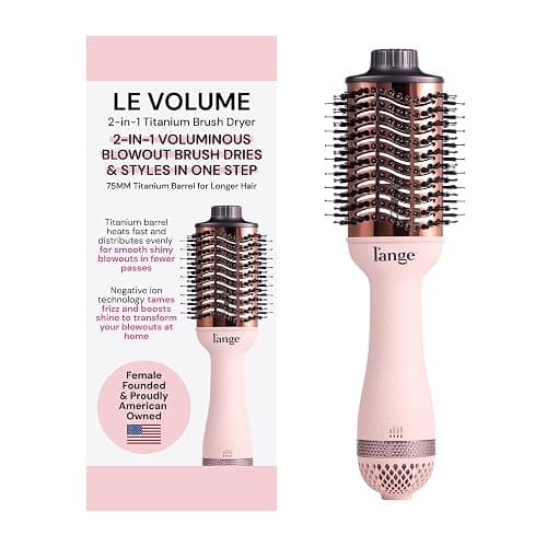 L'ANGE HAIR Le Volume 2-in-1 Titanium Brush Dryer Blush | Hot Air Blow Dryer Brush in One with Oval Barrel | Hair Styler for Smooth, Frizz-Free Results for All Hair Types (Blush - 75mm) - Image 1