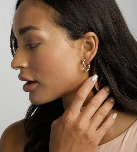 Gold Hoop Earrings Set for Women, 18 Pairs Hypoallergenic Statement Open Pearl Hoops Earring for Multipack, Gold Chunky Hoop Earrings for Women Trendy Jewelry thumbnail 7