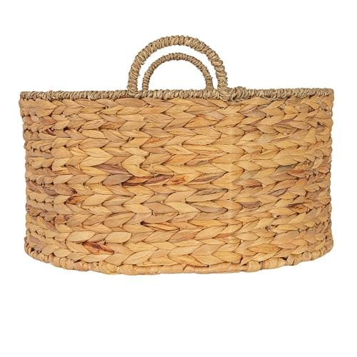 Household Essentials Rectangular Handwoven Water Hyacinth and Seagrass Basket with Handles, Natural thumbnail 7