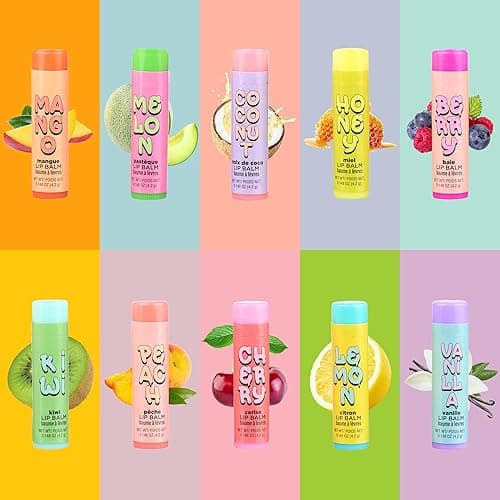 10pc Fruity Lip Balm Collection - Hydrating Lip Balms Infused w/Fresh Fruity Flavors - Vitamin Enriched Nourishing Lip Balm Set - Hydrating thumbnail 4