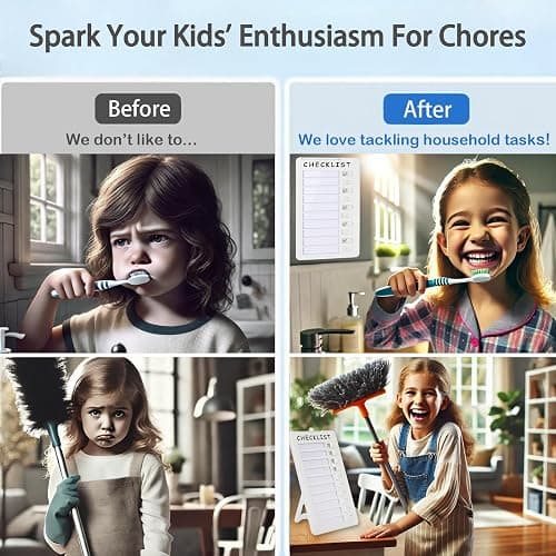 SENWHAL Dry Erase Chore Chart, Standable Whiteboard Checklist Board, Chore Chart for Kids Routine Chart with a Pen (Standable) thumbnail 7
