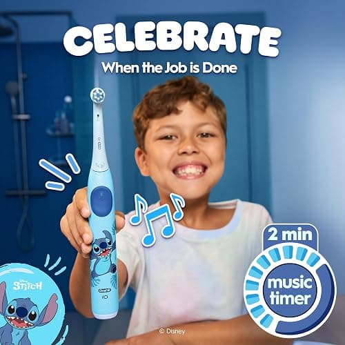 Oral-B iO Kids Disney Stitch Electric Toothbrush, 1 Toothbrush Head, 1 Travel Case, 3 Modes with Kid-Friendly Sensitive Mode, 2-Min Music Timer, for Ages 6+ thumbnail 5
