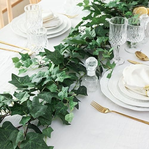 mizii 2 Strands Artificial Vines Ivy Garland 79" Fake Vine with Silk Green Leaves Faux Hanging Plants Greenery Decoration for Outdoors Party Wedding Indoor Mantle Bedroom Home Decor (Ivy) thumbnail 2