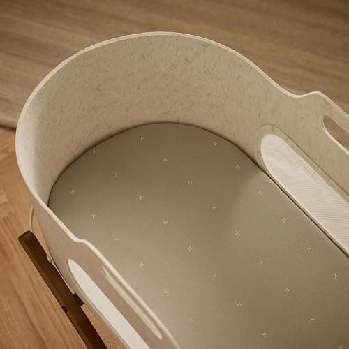 Snuz Moses Basket Sheets 2 Pack - 100% Jersey Cotton Moses Basket Fitted Sheet or Pram Sheets Sized 37.5 x 75cm, Fits SnuzBaskit, Machine Washable, Breathable & Soft Baby Bedding, Sage Cross thumbnail 3