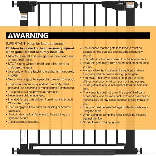 Cumbor 36" Extra Tall Baby Gate for Dogs and Kids with Wide 2-Way Door, 29.7"- 46" Width, and Auto Close Personal Safety for Babies and Pets, Fits Doorways, Stairs, and Entryways, Black thumbnail 9