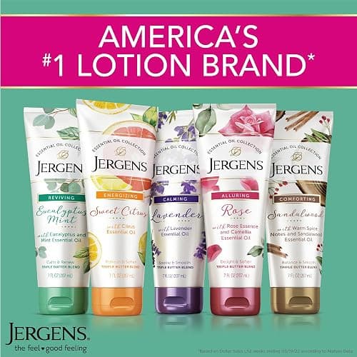 Jergens Sandalwood Hand & Body Lotion For Dry Skin, 7 fl oz | Essential Oils, Body Butter Formula, Softens Rough Areas, Soothes Discomfort, For Women & Men thumbnail 5