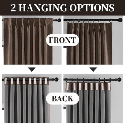 Cniuyhi Chocolate Brown Faux Linen Total Blackout Pleated Curtains 120 Inches Long 1 Panel 10ft Length Back Tab Drapes Heavy Thermal Insulated Patio Door Drapes for Living Room Pinch Pleat 40” x 120” thumbnail 2