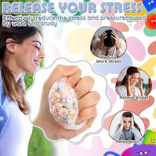 Suncalla DIY Ball Making Kit Easy DIY 24 TPR Blank Ball Shells, Rotundity | 12 Fillers, Create Asmr Anxiety Relief Kit, Handmade Balls, Self Care Gifts for Adult Making Pressure Balls thumbnail 5