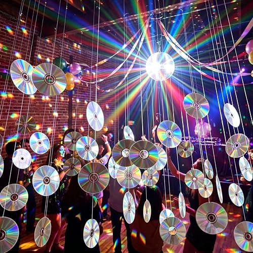Wavyknot 36 Pcs 90s Party Decoration Real Plastic CDs Disco Hanging Decor Y2K 2000s Retro CDs Garland with Fishing Line and Hooks Musical Ceiling Decor for 60s 70s Birthday Music Party thumbnail 5