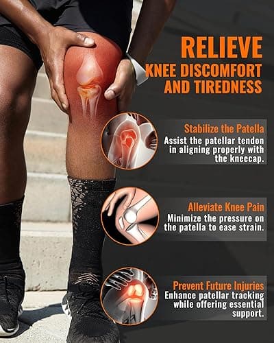 GREBIKE 2PCS Patellar Tendon Support Strap for Knee Pain Relief, Keen Bands for Basketball, Running, Tennis, Soccer and Hiking, Silicone Patella Band for Women and Men, Includes Storage Bag (Black) - Medium - Black - 2 thumbnail 3