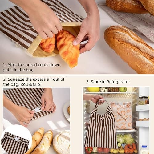 GDDAY Beeswax Bread Bags for Homemade Bread,Reusable Beeswax Bags for Sourdough,Cotton Linen Food Storage Bag to Keep Fresh - Extra Large 2 Pack thumbnail 5