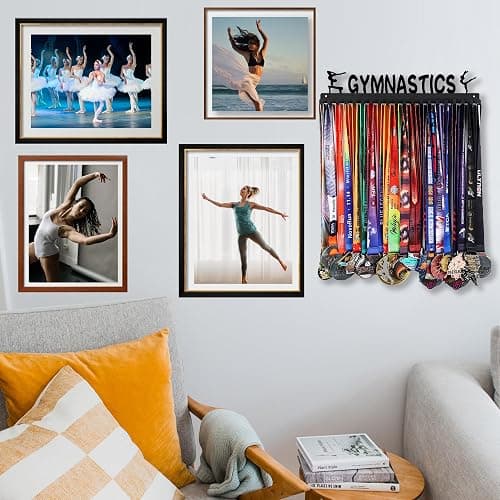 Medal Hanger Display - Wall Mount Steel Rack with 20 Hooks Holds 60+ Medals | 20 Non-Slip Hooks Holds 40 lbs Rust-Proof Easy Mount Black Wall Steel Ideal for Running, Gymnastics & Soccer thumbnail 6