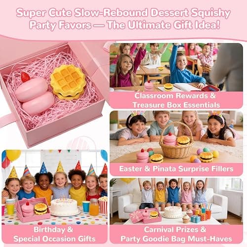 Slow Rising Squishy Cake & Waffle Squeeze Toys for Stress Relief, Soft Food Squishy for Kids Adults, Fidget Toys Party Favors, Popular Squishies Bread Birthday Gifts, Kawaii Satisfying Squishy thumbnail 7