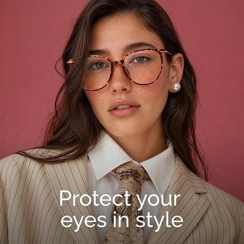 Gaoye Round Blue Light Blocking Glasses | UV400 Protection, Round TR90 Frames, Metal Arms, Matching Soft Case, Tea Leopard thumbnail 6