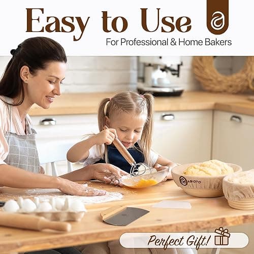 Sourdough Kit with Professional Bread Making Tools - A Complete Sourdough Bread Kit Including 10" Round & 11" Oval Bannetons, Bread Lame, Whisk, Bowl & Dough Scrapers, Slings, and Mat (17-Piece Kit) thumbnail 2