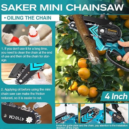 Saker Mini Chainsaw,Portable Electric Chainsaws Cordless,Handheld Chain Saw Pruning Shears Chain Saws for Tree Branches,Courtyard,Household and Garden,Christmas Gifts for Men Dad Husband Women thumbnail 5