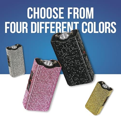 Streetwise Rhinestun Keychain Stun Gun – Compact Rechargeable Stun Gun Flashlight with Rhinestone Grip, Holster and Keyring for Women’s Self Protection thumbnail 4