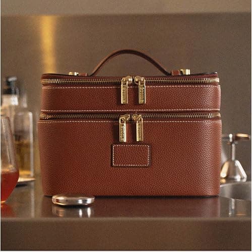 ETOILE - Duo Vanity Case Ginger Brown - Large Functional Travel Makeup Bag Organizer with Removable Divider & Mirror thumbnail 2