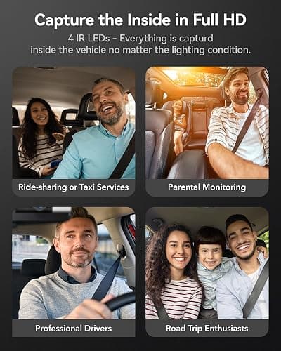 WOLFBOX i17 4K 3 Channel Dash Cam, 5.8GHz WiFi & GPS with 64GB Card, 4K+1080P+1080P Dash Cam Front and Rear Inside, Triple Car Camera with 3 Inch Screen, IR Night Vision, WDR, 24H Parking Mode thumbnail 9