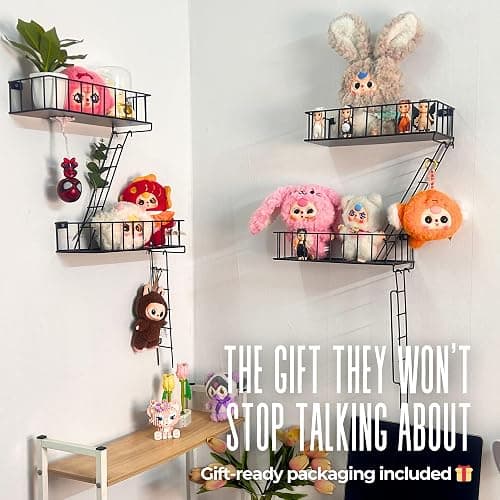 KOTIJOKI 4 Tier Fire Escape Wall Shelf – New York Decorative Floating Shelf – Wall Art Ladder Shelf – Black Metal Trinket Shelves for Bedroom, Home, Office, Storage and Display - Giftable Option thumbnail 8