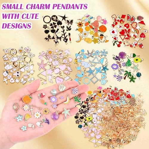Acejoz 300Pcs Charms for Jewelry Making, Wholesale Bulk Assorted Gold-Plated Enamel Earring Charms for DIY Necklace Bracelet Jewelry Making and Crafting (Multicolor) thumbnail 4