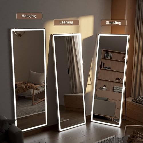 64"x21" Full Length Mirror with LED Lights, Mirrors with Dimming & 3 Color, Full Body Mirrors with Aluminum Alloy Thin Frame for Bedroom, Dressing Room thumbnail 5