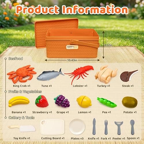 22pcs Montessori Play Seafood Cut Toys Set for Kids Play Kitchen | Kitchen Playset with Toy Food & Fake Fruit, Kitchen Set for Kids &Cutting Set, Kitchen Toys for Boys Girls Ages 3 4 5 thumbnail 5