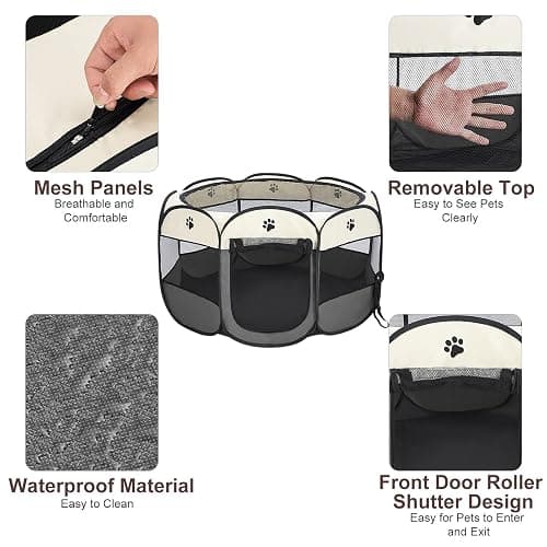 Youyijia Portable Pet Playpen Puppy Playpen Pet Dog Cat Playpen Cage Crate 74 x 74 x 43cm Soft Fabric Foldable Pet Indoor Outdoor for Rabbit Hamster Guinea Pig Gray thumbnail 4