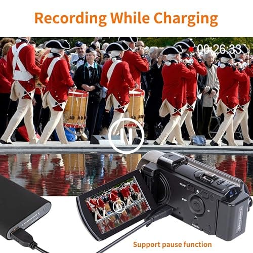 kicteck Video Camera Camcorder Digital Camera Recorder Full HD 1080P 15FPS 24MP 3.0 Inch 270 Degree Rotation LCD 16X Zoom Camcorder with 2 Batteries(604s) thumbnail 6