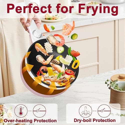 Dezin Hot Pot Electric Upgraded, Non-Stick Sauté Pan, Rapid Noodles Electric Pot, 1.5L Mini Portable Hot Pot for Steak, Egg, Fried Rice, Ramen, Oatmeal, Soup with Power Adjustment thumbnail 4