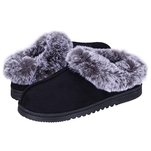 UBXRIN Womens Fuzzy Memory Foam Slippers Boots Cozy Faux Fur House Shoes Indoor Outdoor Rubber Sole Anti-Skid thumbnail 5