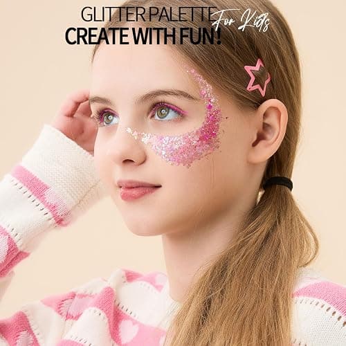 FANDAMEI 25 Colors Face Glitter, Face Glitter for Women Kids Girls, Glitter Gel No Glue Needed, Glitter for Body Hair Halloween Rave Carnival Makeup thumbnail 6